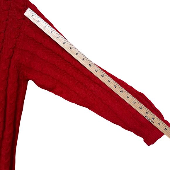 Vintage Line Up Red Country Club Cardigan Womens S Cable Knit Oversized Nautical - Picture 7 of 8